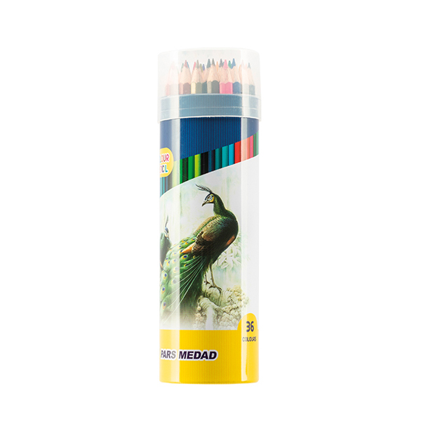 مداد رنگی 36 رنگ فلزی استوانه ای پارس مداد